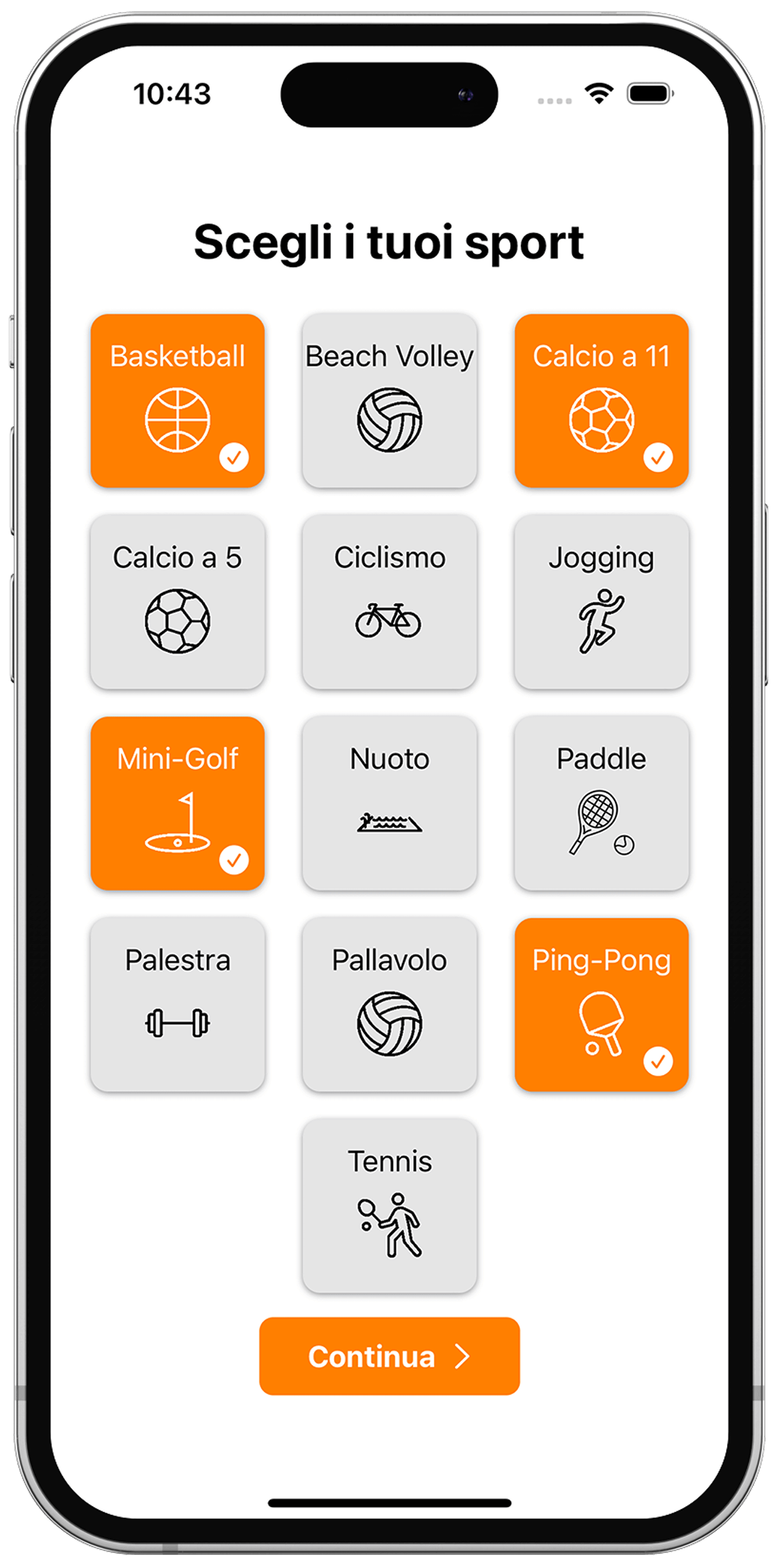 WePitch Mobile Categories Screen
