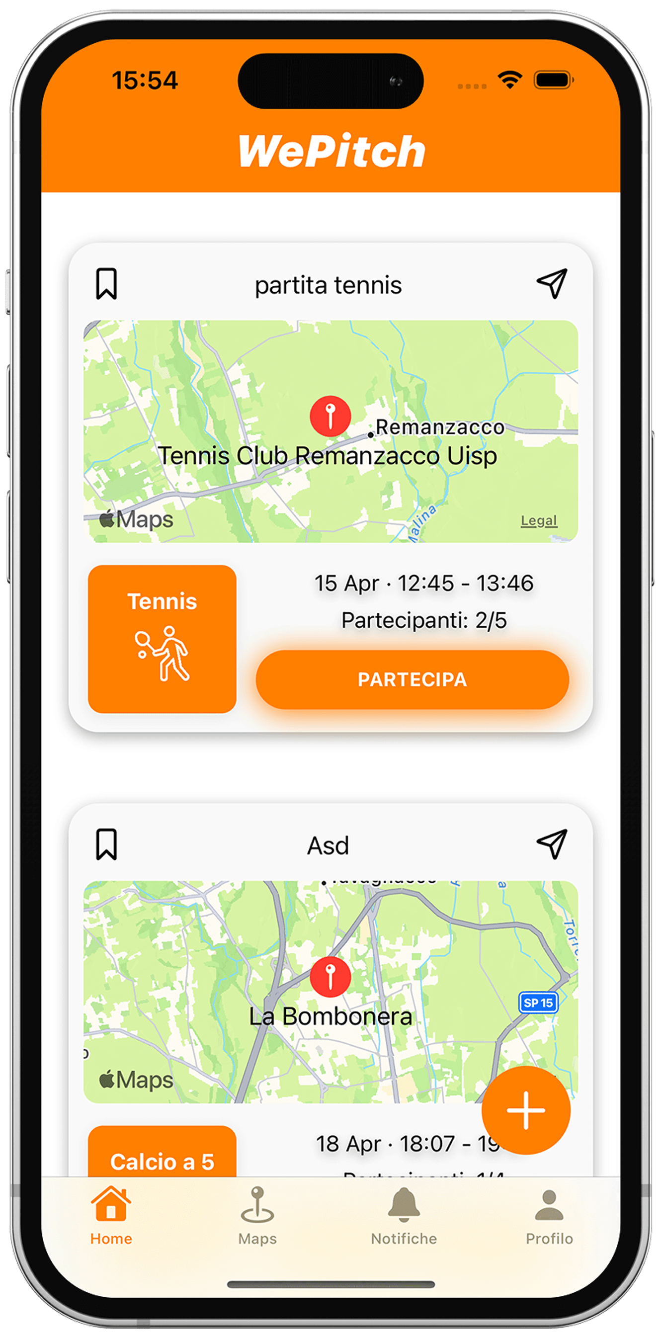 WePitch Mobile Map Screen